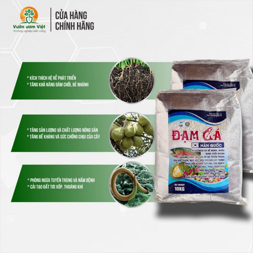 [Bao 10Kg] Đạm Cá Hàn Quốc - phân bón nhập khẩu Hàn Quốc đạm tự nhiên, xanh tốt cây, giải độc đất