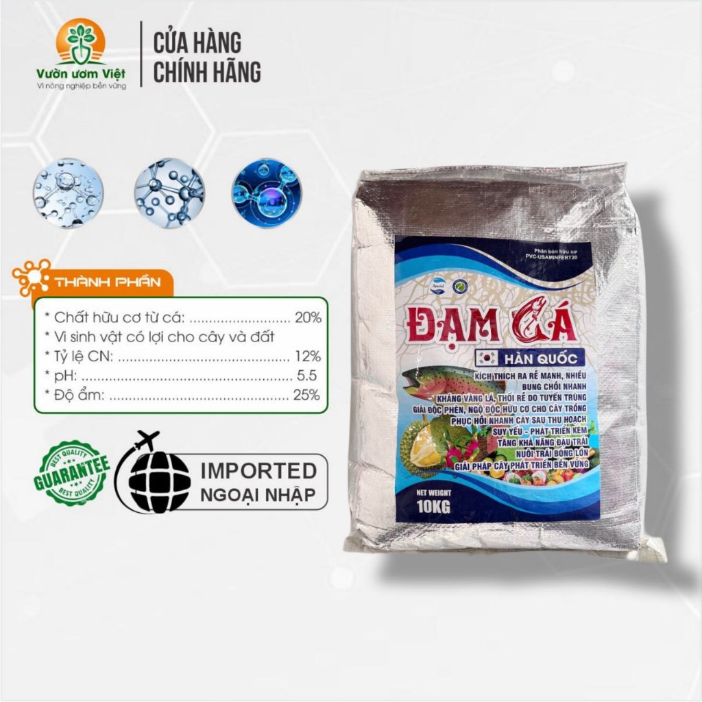 [Bao 10Kg] Đạm Cá Hàn Quốc - phân bón nhập khẩu Hàn Quốc đạm tự nhiên, xanh tốt cây, giải độc đất