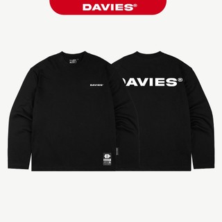 Áo thun dài tay nữ nam in logo DAVIES form rộng màu đen cotton tag vải Basic Statement Long Sleeve Tee| D-T20