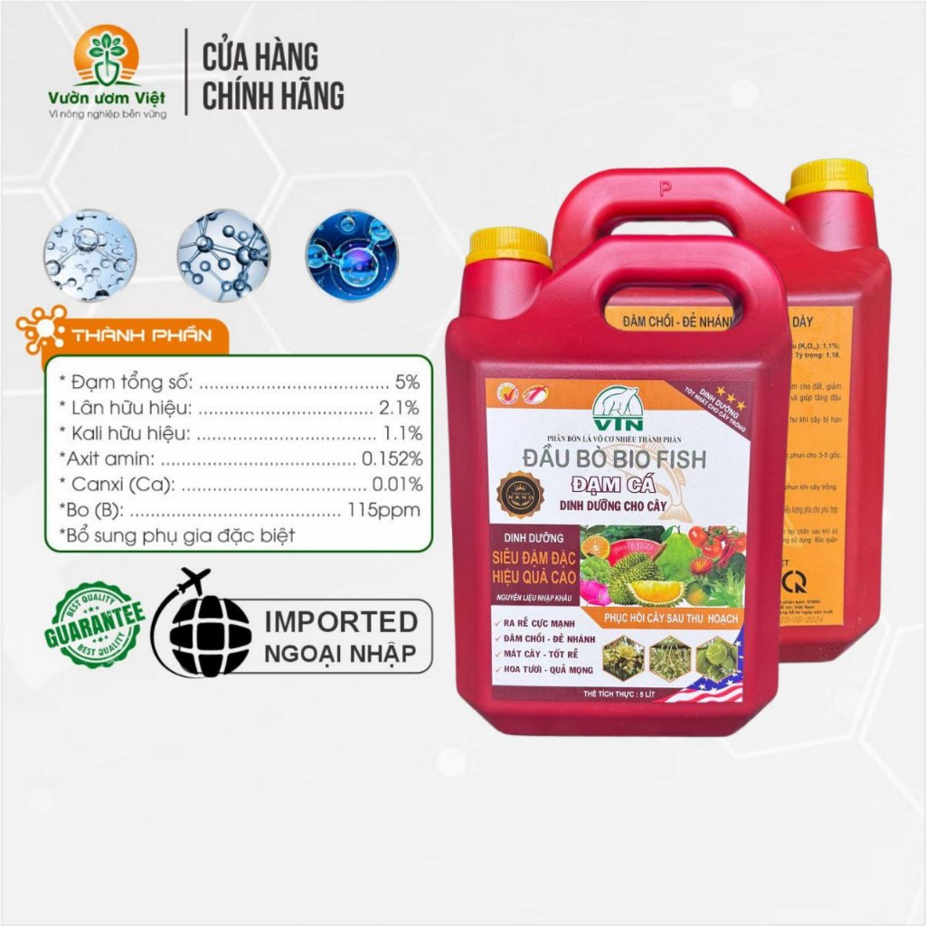 Phân bón ĐẠM CÁ BIOFISH - siêu đậm đặc, hiệu quả cao, dinh dưỡng tự nhiên cho cây trồng - 5 Lít