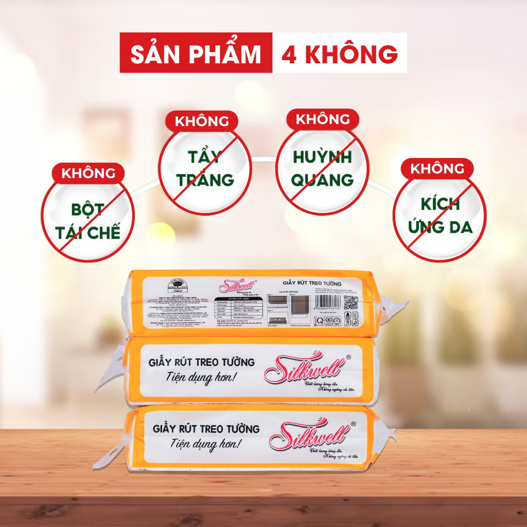 Ảnh Combo 5 bịch khăn giấy rút đáy Silkwell 450g 2 lớp làm từ bột gỗ nguyên chất không tẩy trắng 2