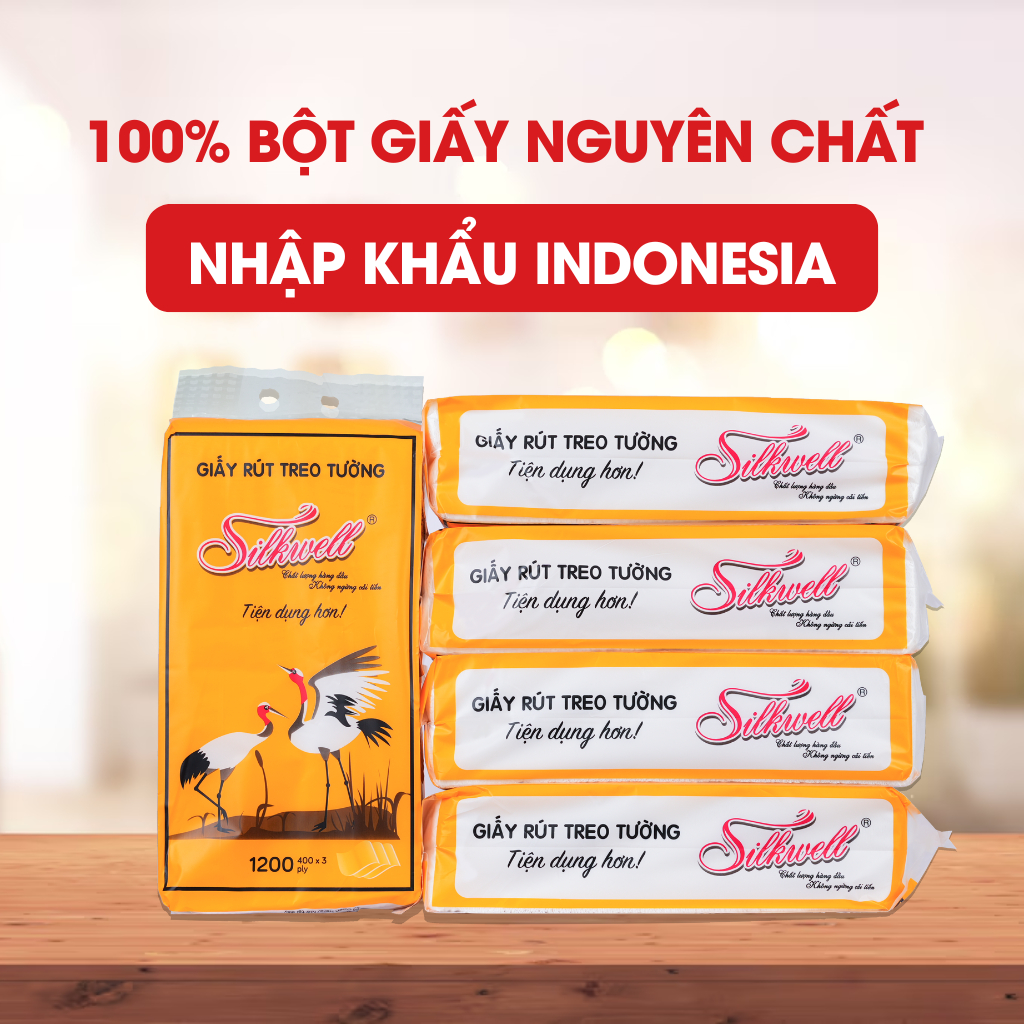 Ảnh Combo 5 bịch khăn giấy rút đáy Silkwell 450g 2 lớp làm từ bột gỗ nguyên chất không tẩy trắng 1