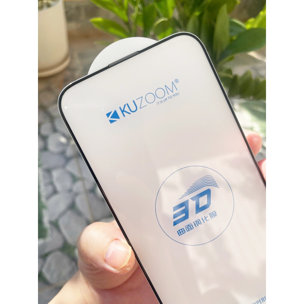 [ Không Lẹm Viền] Kính cường lực Kuzoom 3D HarD  bảo vệ màng loa cho iPhone 16 Pro / 16Pro Max