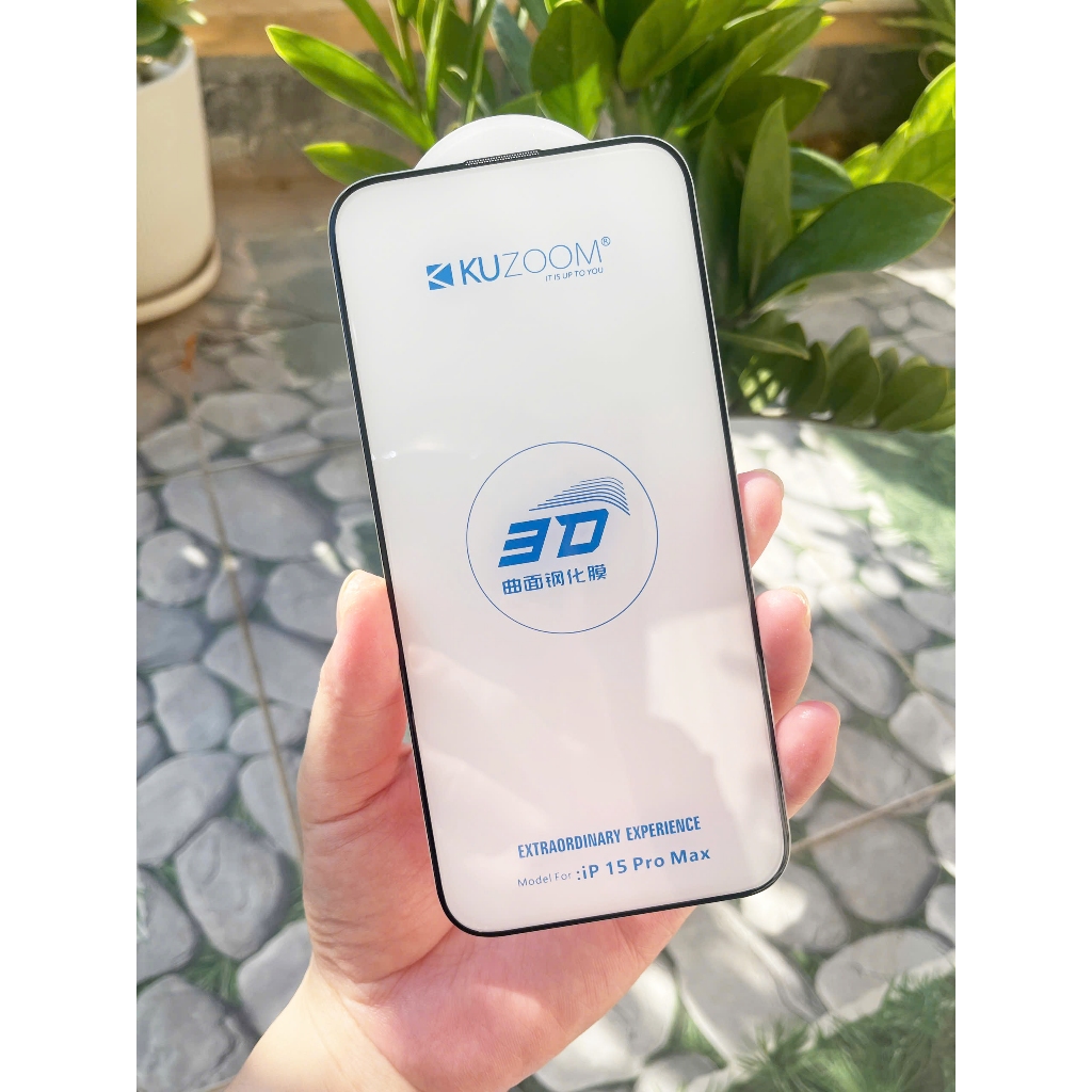 [ Không Lẹm Viền] Kính cường lực Kuzoom 3D HarD  bảo vệ màng loa cho iPhone 16 Pro / 16Pro Max