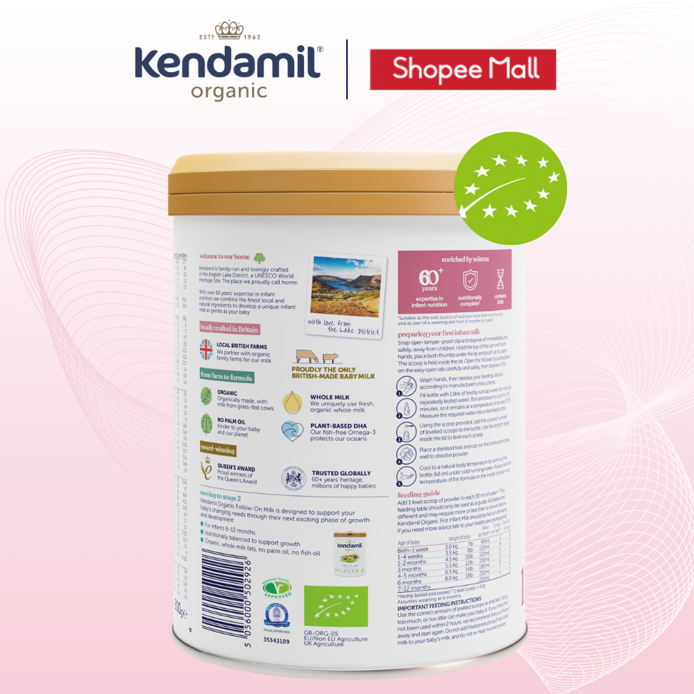 Ảnh Sữa Công Thức Hữu Cơ Kendamil Organic Chứa HMOs Số 1 (800g) - Sữa Bột Nguyên Kem dinh dưỡng tối ưu 3