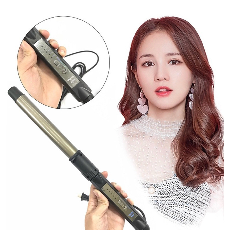 Máy làm lọn tóc (máy uốn tóc) mặt gương KF889. Máy bình dân, nhiệt nóng nhanh, ống ceramic ko làm khô xơ tóc.