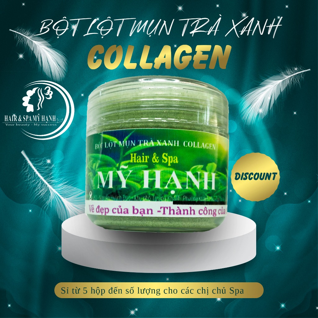 Bột lột mụn trà xanh collagen Mỹ Hạnh ,làm sạch mụn cám mụn đầu đen ,chất bả nhờn ,50g