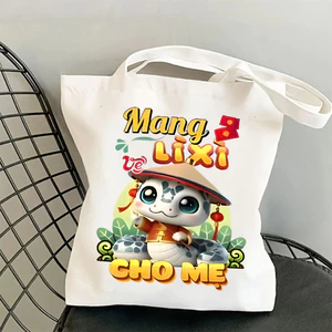 Túi tote Tết Việt Nam vui nhộn - Túi vải canvas đi chơi đi học thời trang, làm quà tặng kích thước 35x40