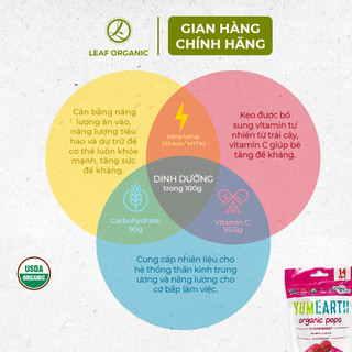 Kẹo mút hữu cơ hương vị trái cây Yumearth 14 chiếc