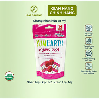 Kẹo mút hữu cơ hương vị trái cây Yumearth 14 chiếc