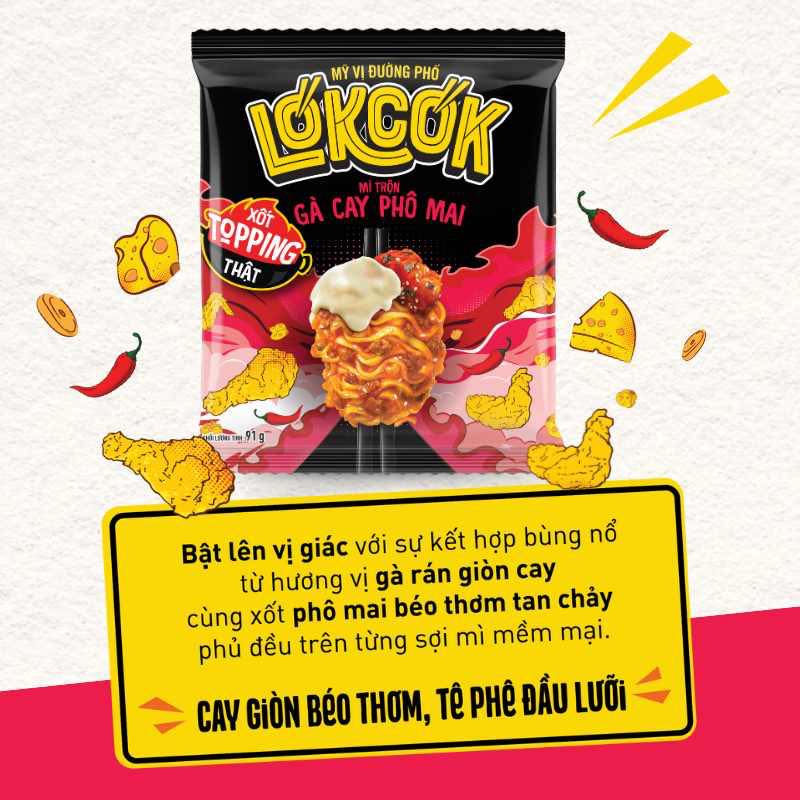 [Chính Hãng] Combo 6 Gói Mì Trộn Xốt Gà Cay Phô Mai LOKCOK 6 Gói x 91G