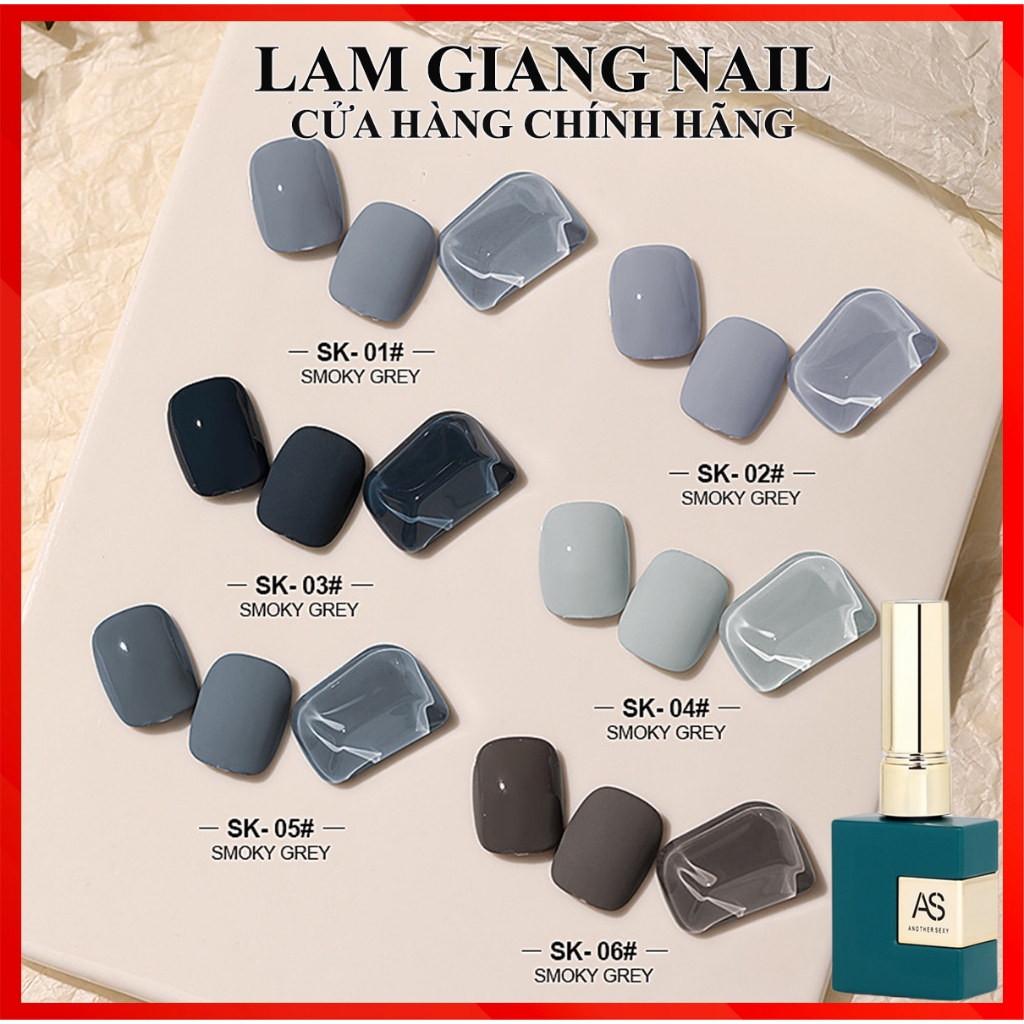 Sơn gel AS xám khói SK 6 màu lẻ chai 15ml, hàng chính hãng