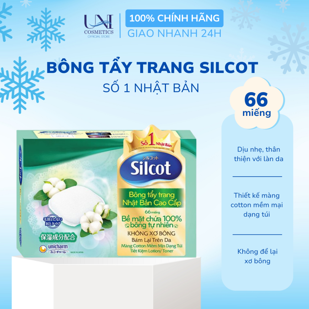 Bông trang điểm (bông tẩy trang) cao cấp Silcot Premium 66 miếng/hộp ...