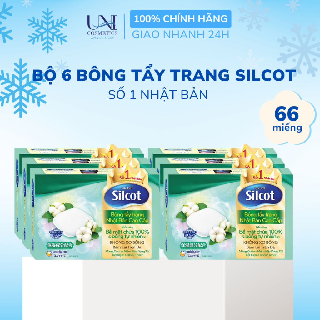 Bộ 6 hộp Bông trang điểm (bông tẩy trang) cao cấp Silcot Premium 66 ...