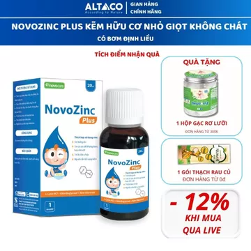 Kẽm Hữu Cơ Cho Bé NovoZinC Plus Dành Cho Bé Biếng Ăn Chậm Lớn Giúp Ăn Ngon Tăng Sức Đề Kháng Cho Bé TPBVSK