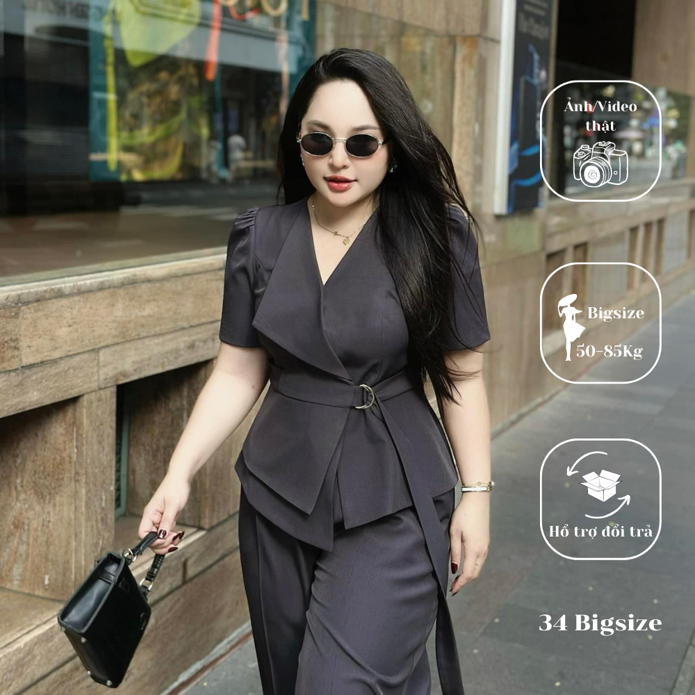 Set bộ bigsize thắt eo 34DB027 34 Bigsize, set bộ công sở nữ, đồ đi làm ...