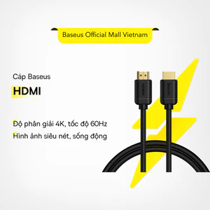 Cáp HDMI Baseus 4K 60Hz HDR - Kết nối Apple TV, PS4, Splitter, độ dài 3m/5m/10m, hình ảnh siêu nét