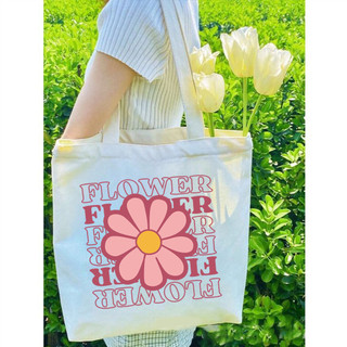 Túi tote, Túi vải bố canvas cotton Flower đeo vai đi học đi chơi thời trang hàn quốc đựng vừa A4 - tot2000