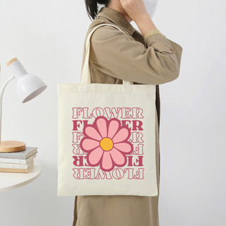 Túi tote, Túi vải bố canvas cotton Flower đeo vai đi học đi chơi thời trang hàn quốc đựng vừa A4 - tot2000