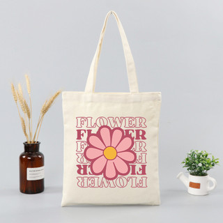 Túi tote, Túi vải bố canvas cotton Flower đeo vai đi học đi chơi thời trang hàn quốc đựng vừa A4 - tot2000