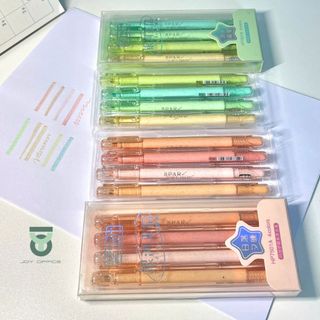 Bộ 4 Cây Bút Dạ Quang Kim Tuyến SPARKING Màu Pastel Lấp Lánh Trang Trí Sổ Tay_Joy Office