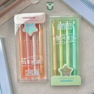 Bộ 4 Cây Bút Dạ Quang Kim Tuyến SPARKING Màu Pastel Lấp Lánh Trang Trí Sổ Tay_Joy Office