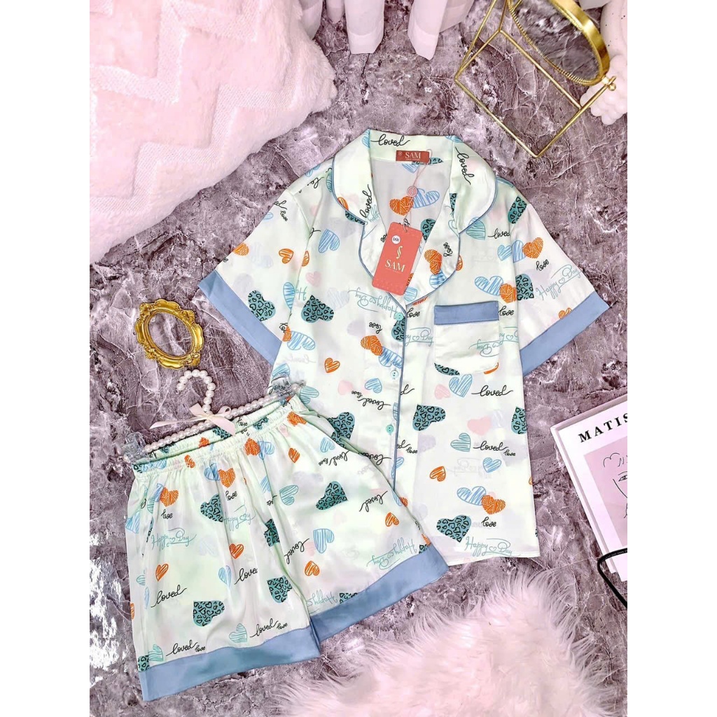 Bộ lụa Sam Pijama đùi trẻ trung mát mẻ | Shopee Việt Nam