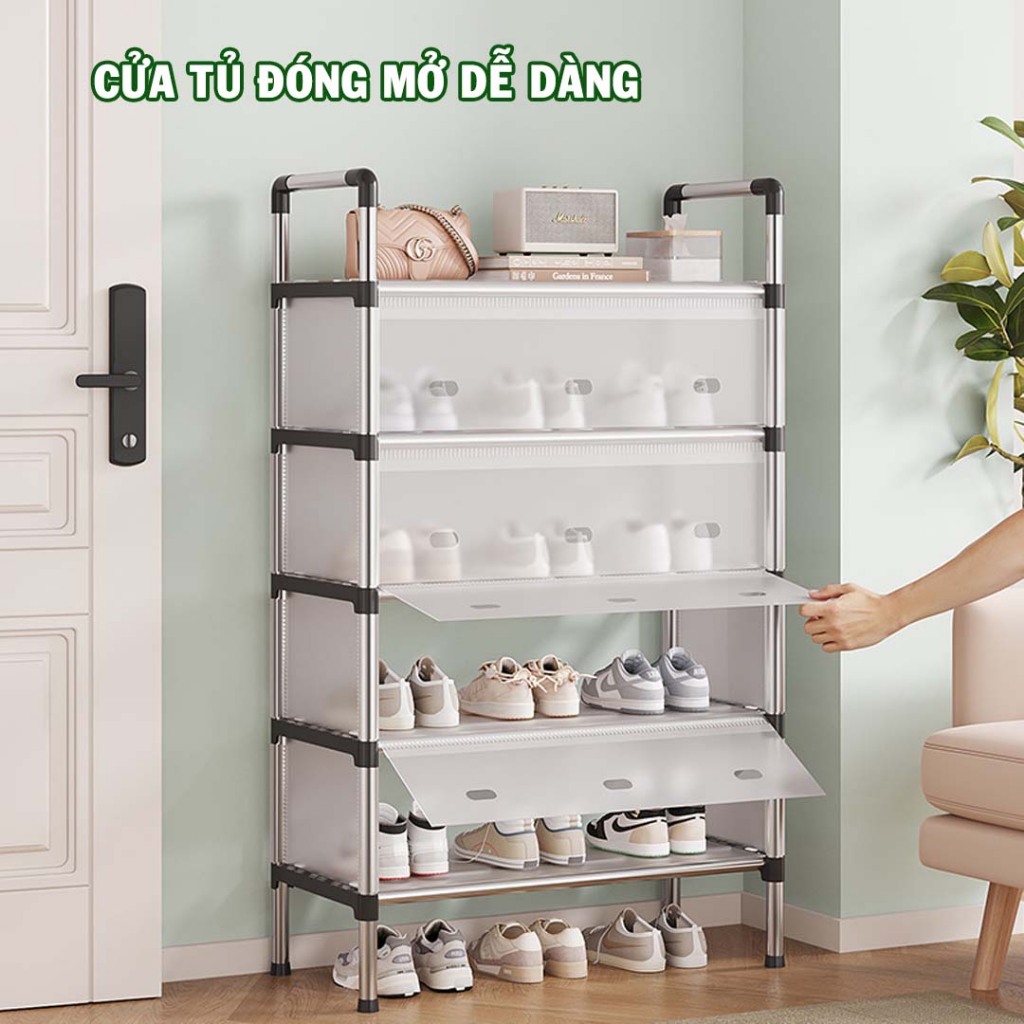 Giá để giày dép kệ inox chống bụi 5 tầng