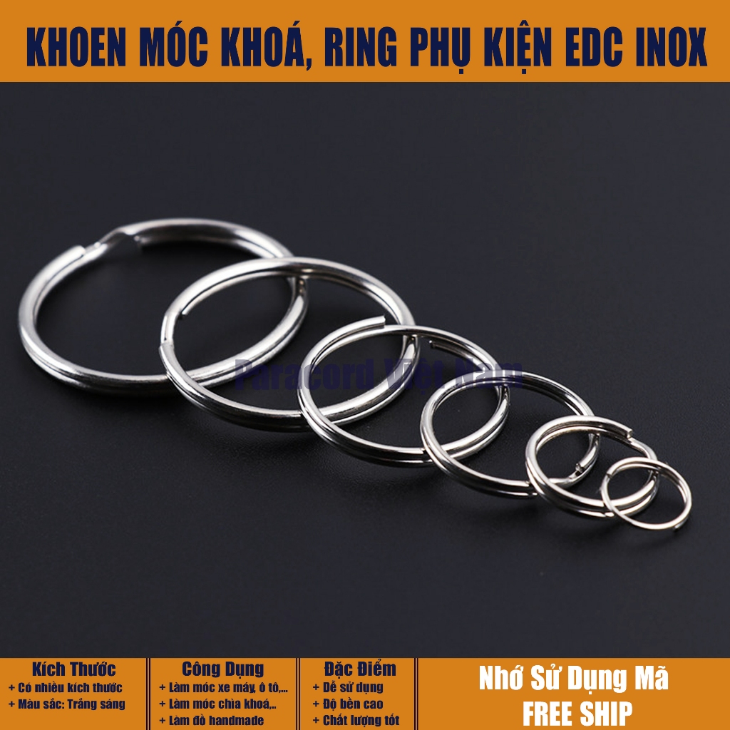 Khoen móc khóa, ring phụ kiện EDC inox 304 tròn -10 cái | Shopee Việt Nam