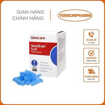 [HỘP 50 KIM] Kim Chích Máu Kim Lấy Máu G28 Sinocare: Đầu Kim 4 Cạnh Lấy Máu Nhanh, Vừa Đủ, Không Đau