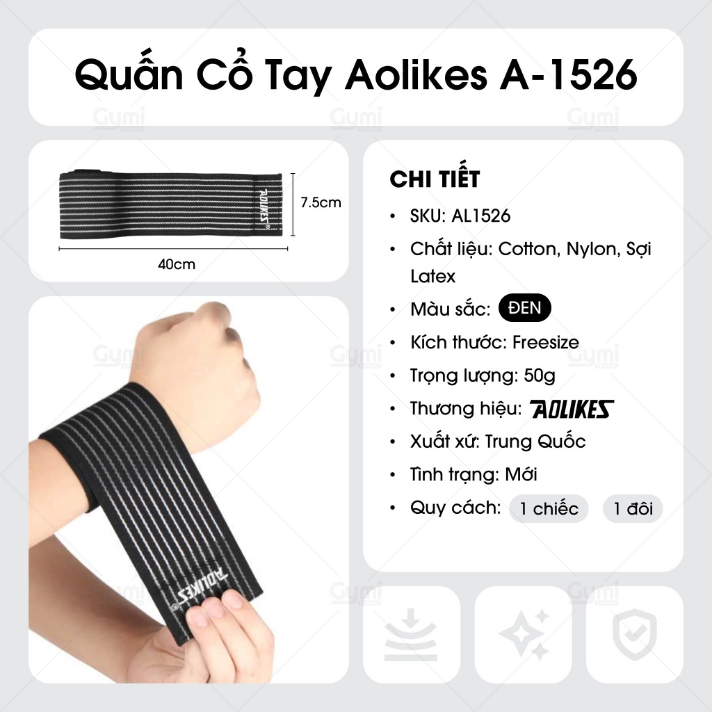 Quấn Cổ Tay Aolikes A-1526 - Đai Cuốn Bảo Vệ Cổ Tay Thể Thao - AL1526