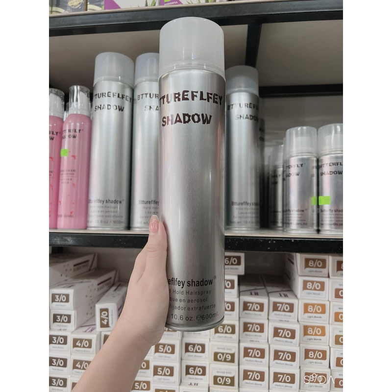 Keo xịt tóc vỏ bạc Butterfly Shadow, giữ nếp tóc lâu, mùi hương dễ chịu.