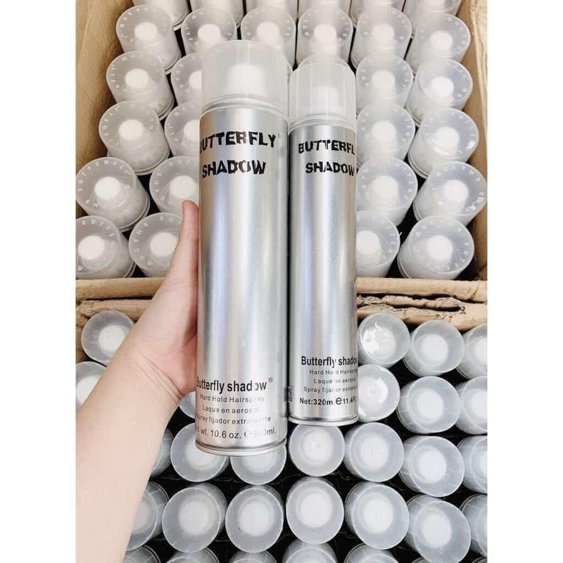 Keo xịt tóc vỏ bạc Butterfly Shadow, giữ nếp tóc lâu, mùi hương dễ chịu.