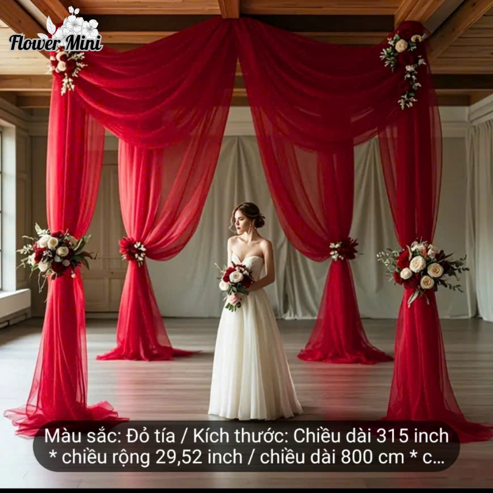 Rèm Voan 2 Lớp Màu Đỏ Trang Trí Phông Rạp Đám Cưới, Sinh Nhật, Giáng ...
