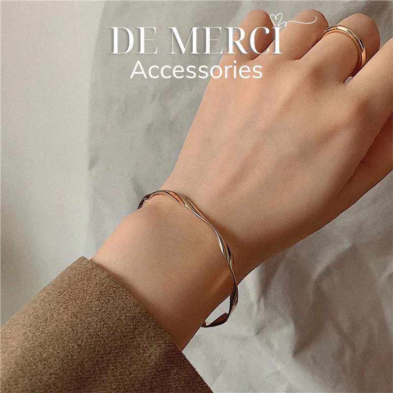 Vòng tay DE MERCI ACCESSORIES hình gợn sóng phủ bóng phụ kiện trang sức nữ cá tính