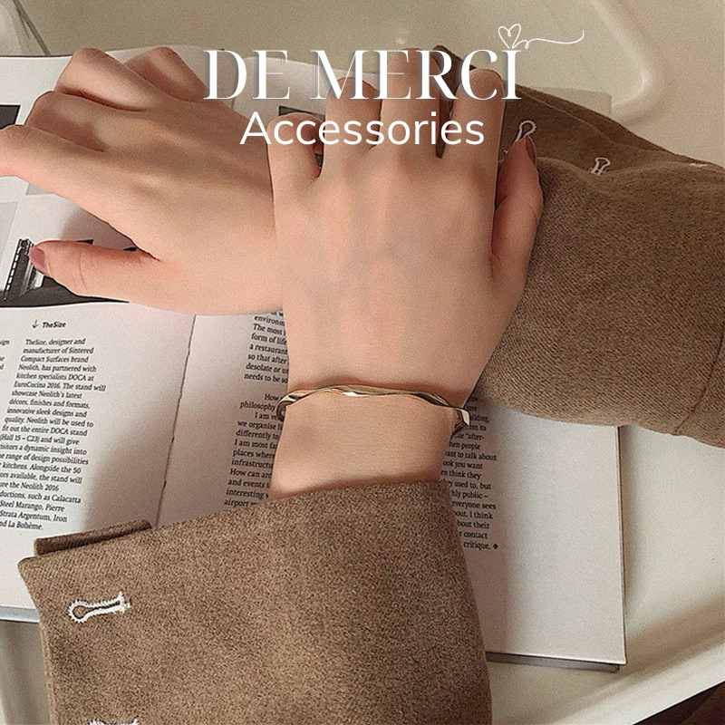 Vòng tay DE MERCI ACCESSORIES hình gợn sóng phủ bóng phụ kiện trang sức nữ cá tính