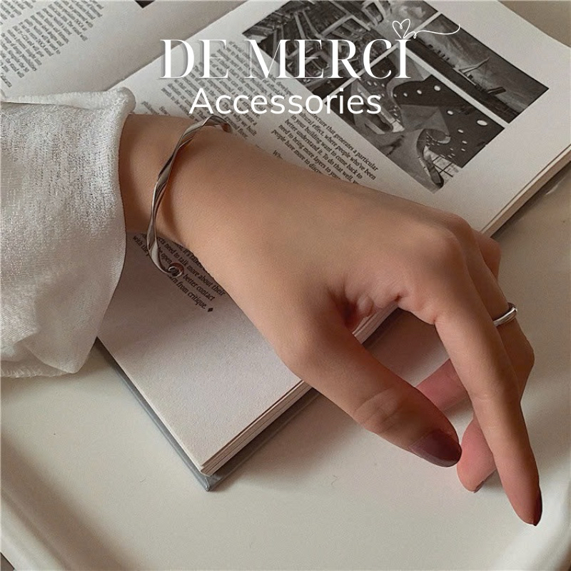 Vòng tay DE MERCI ACCESSORIES hình gợn sóng phủ bóng phụ kiện trang sức nữ cá tính