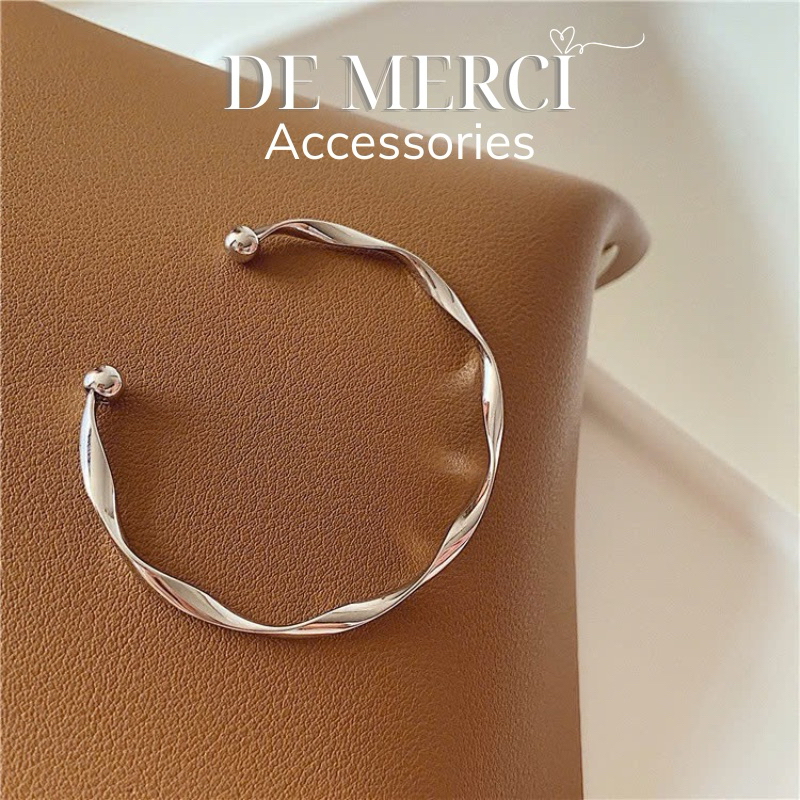 Vòng tay DE MERCI ACCESSORIES hình gợn sóng phủ bóng phụ kiện trang sức nữ cá tính