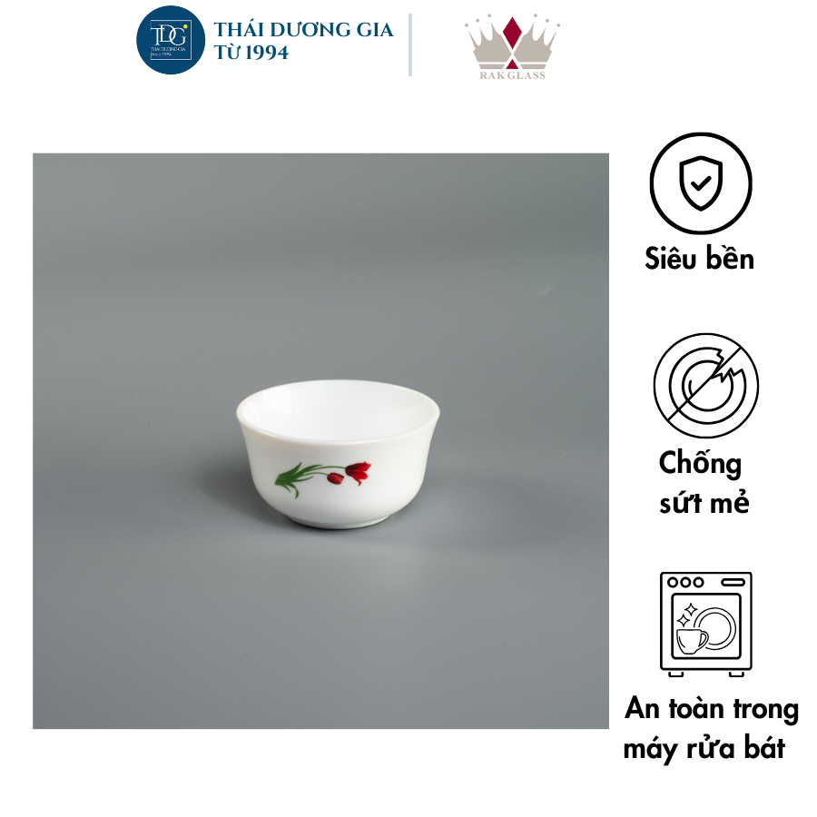Bộ 6 bát chấm 9,5cm sứ thủy tinh Rak Glass - Tulip - K2566bo6 | Thái Dương Gia