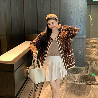 Áo len Cardigan dệt kim kẻ caro sang trọng, trẻ trung