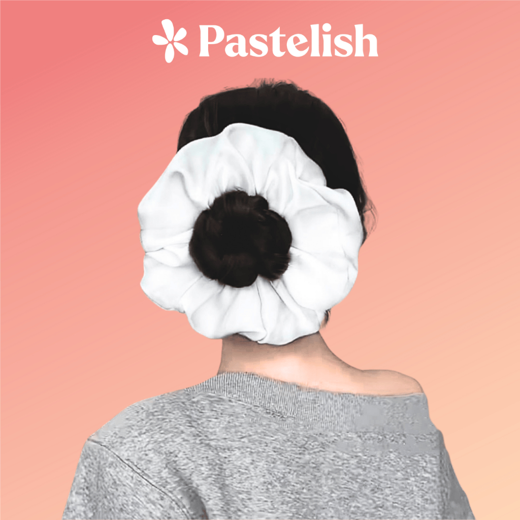 Scrunchies size lớn vải lụa Pastelish16cm Form To Phồng Women Nữ Buộc Tóc