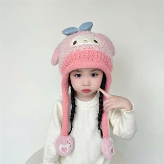 Mũ Trẻ Em Hoạt Hình Sanrio Kuromi Mùa Đông Bảo Vệ Tai Cho Bé Mũ Len Siêu Dễ Thương Hình Hoạt Hình Mũ 🌸 tuyển sỉ🌸