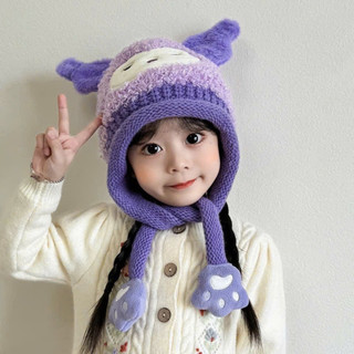 Mũ Trẻ Em Hoạt Hình Sanrio Kuromi Mùa Đông Bảo Vệ Tai Cho Bé Mũ Len Siêu Dễ Thương Hình Hoạt Hình Mũ 🌸 tuyển sỉ🌸