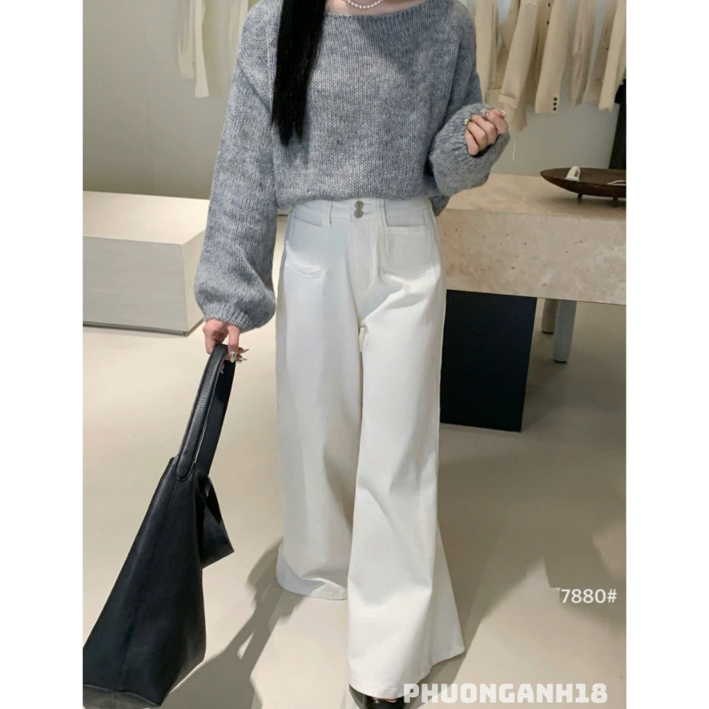 Quần jean ống suông 2 cúc hàng quảng châu 7880