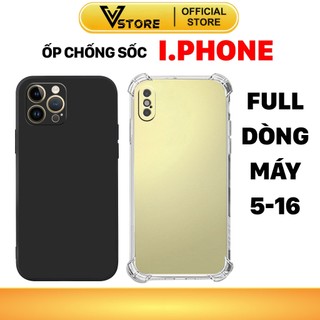 Ốp lưng iphone 16 15 14 13 12 11 xs pro max 5 6 7 8 plus XR SE 2020 Bảo Vệ Cam, Chống Sốc, Trong Suốt, Silicon Vstore