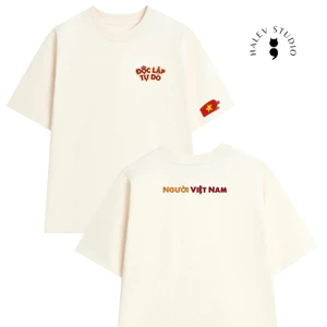 Áo thun UNISEX form rộng Nam Nữ in hình Chữ Độc lập Tự Do Hạnh Phúc phong cách Crayon