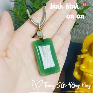 Mặt dây chuyền vô sự bài ngọc hòa điền phong cách sang trọng,hộ gia chủ bình an vô sự