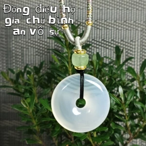 Đồng điếu bình an Băng chủng đá ngọc tự nhiên 29-30mm [tặng kèm dây đeo]