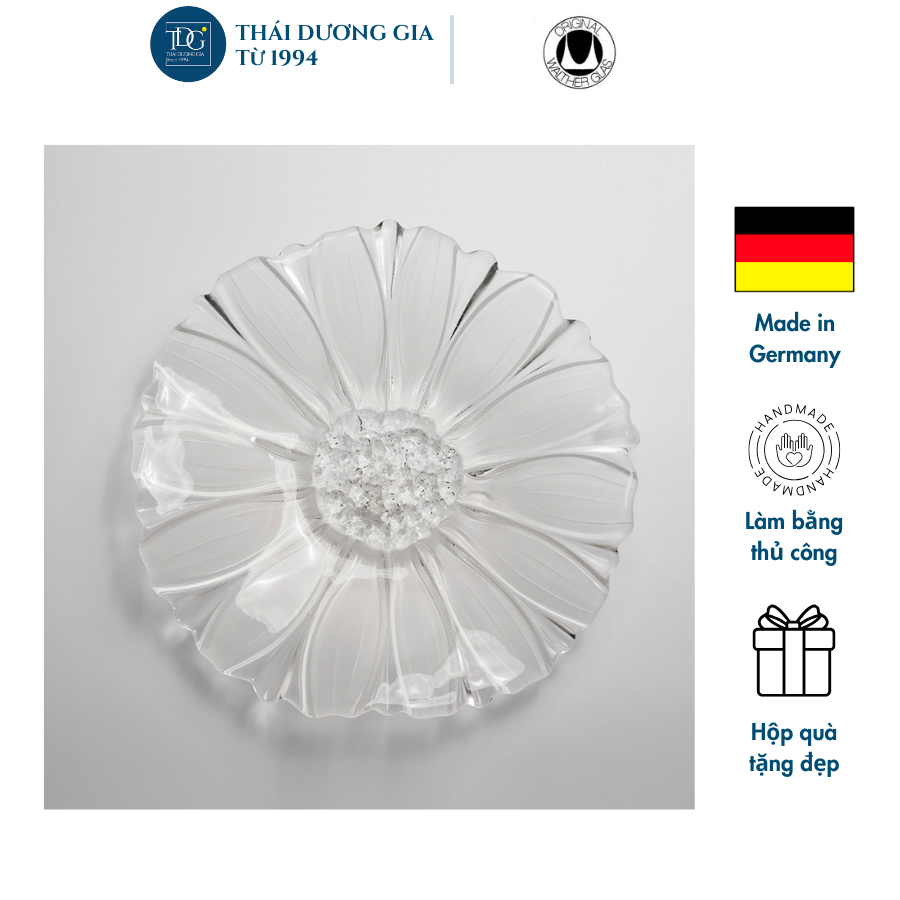 Đĩa thủy tinh màu trắng 30cm thả hoa, đựng hoa quả Walther-Glas: Susanna Satin-1202663