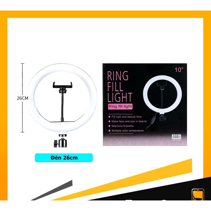 Đèn livestream size 26,33cm kèm theo (chân 2m1 )hỗ trợ chụp ảnh phát trực tiếp sắc nét.